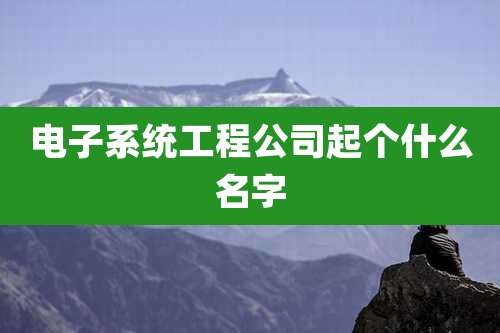 电子系统工程公司起个什么名字