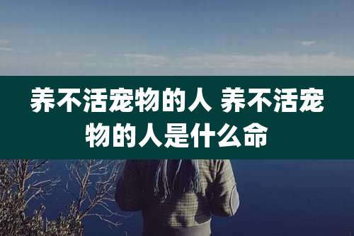 养不活宠物的人 养不活宠物的人是什么命