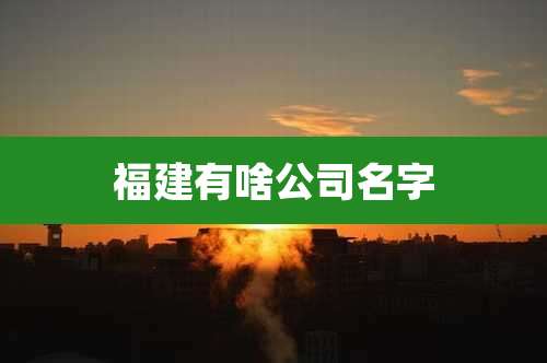 福建有啥公司名字