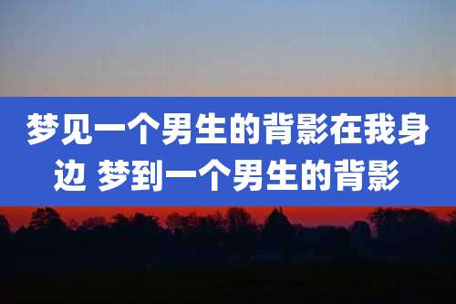 梦见一个男生的背影在我身边 梦到一个男生的背影