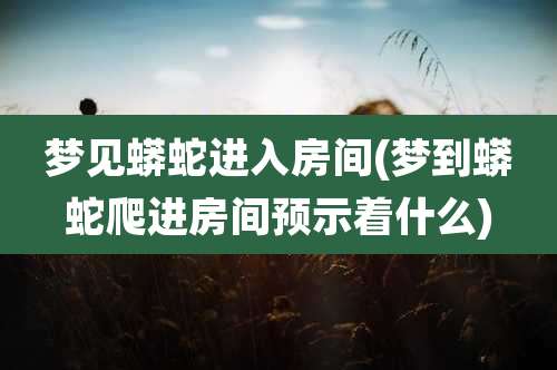 梦见蟒蛇进入房间(梦到蟒蛇爬进房间预示着什么)