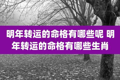明年转运的命格有哪些呢 明年转运的命格有哪些生肖