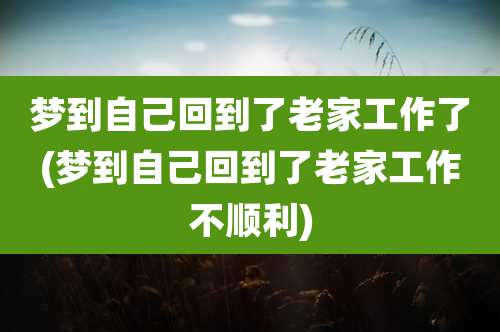 梦到自己回到了老家工作了(梦到自己回到了老家工作不顺利)