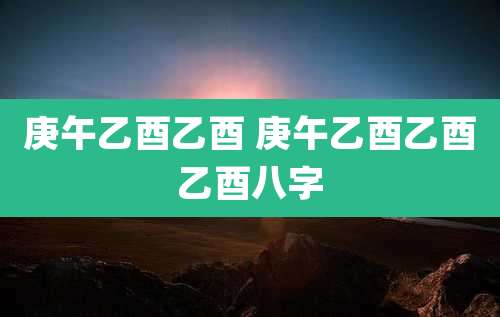 庚午乙酉乙酉 庚午乙酉乙酉乙酉八字