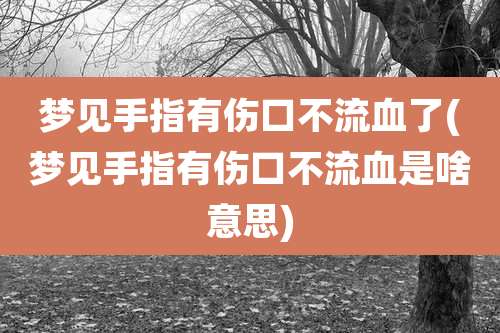 梦见手指有伤口不流血了(梦见手指有伤口不流血是啥意思)