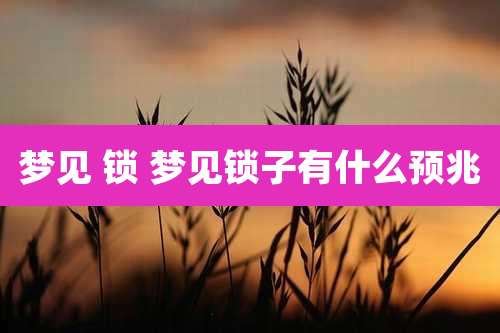 梦见 锁 梦见锁子有什么预兆