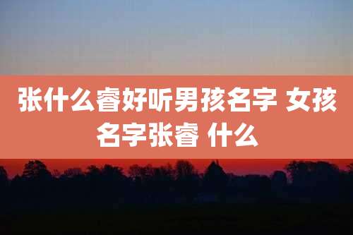 张什么睿好听男孩名字 女孩名字张睿 什么