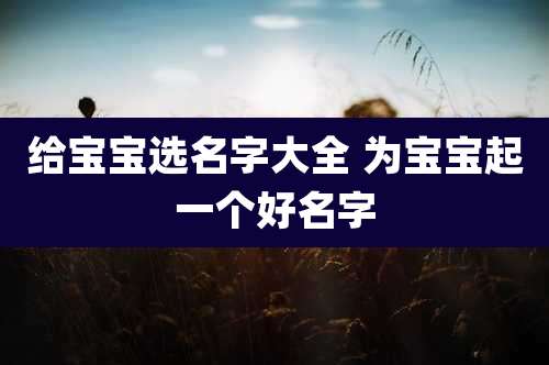 给宝宝选名字大全 为宝宝起一个好名字