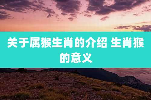 关于属猴生肖的介绍 生肖猴的意义