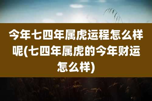 今年七四年属虎运程怎么样呢(七四年属虎的今年财运怎么样)