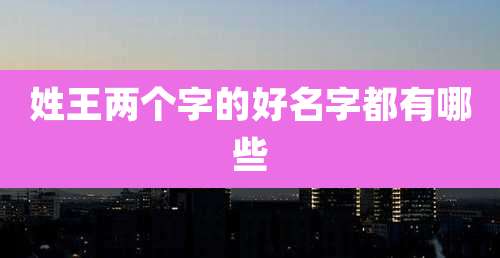 姓王两个字的好名字都有哪些