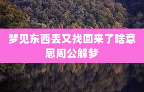 梦见东西丢又找回来了啥意思周公解梦