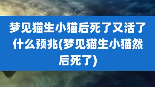梦见猫生小猫后死了又活了什么预兆(梦见猫生小猫然后死了)