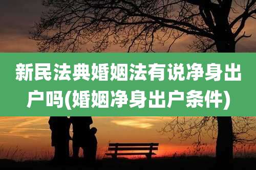 新民法典婚姻法有说净身出户吗(婚姻净身出户条件)