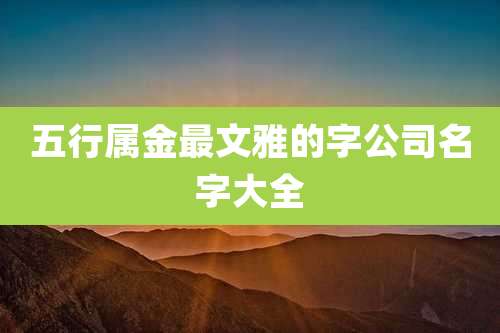 五行属金最文雅的字公司名字大全