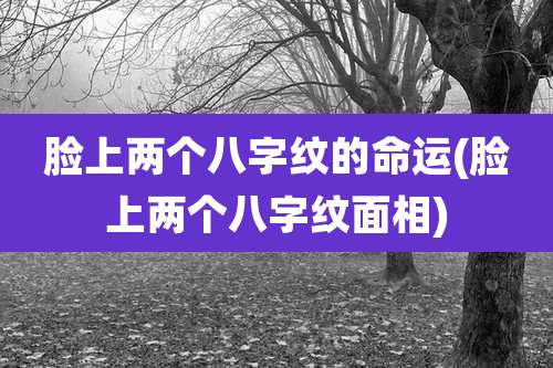脸上两个八字纹的命运(脸上两个八字纹面相)