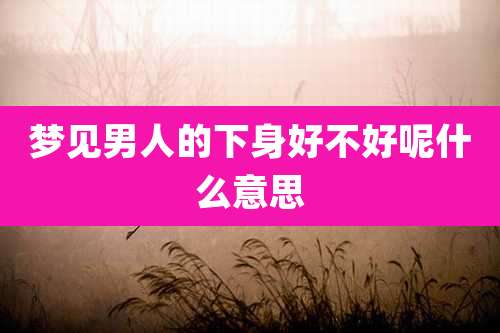 梦见男人的下身好不好呢什么意思