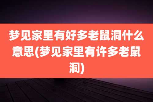 梦见家里有好多老鼠洞什么意思(梦见家里有许多老鼠洞)