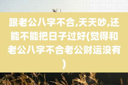 跟老公八字不合,天天吵,还能不能把日子过好(觉得和老公八字不合老公财运没有)