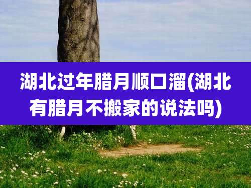 湖北过年腊月顺口溜(湖北有腊月不搬家的说法吗)