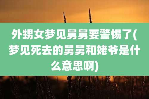 外甥女梦见舅舅要警惕了(梦见死去的舅舅和姥爷是什么意思啊)