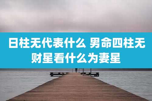 日柱无代表什么 男命四柱无财星看什么为妻星