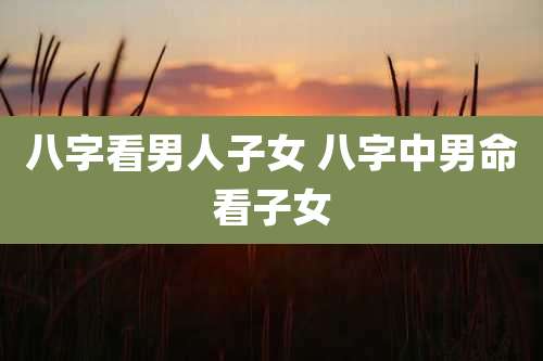 八字看男人子女 八字中男命看子女