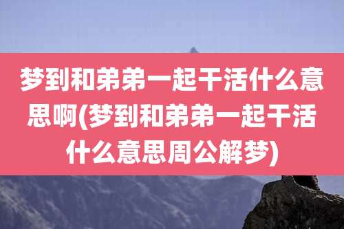 梦到和弟弟一起干活什么意思啊(梦到和弟弟一起干活什么意思周公解梦)