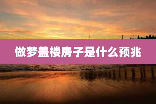 做梦盖楼房子是什么预兆