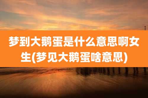 梦到大鹅蛋是什么意思啊女生(梦见大鹅蛋啥意思)