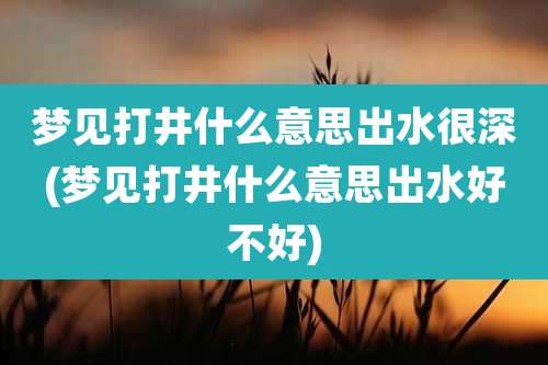 梦见打井什么意思出水很深(梦见打井什么意思出水好不好)