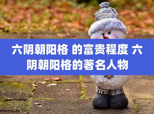 六阴朝阳格 的富贵程度 六阴朝阳格的著名人物