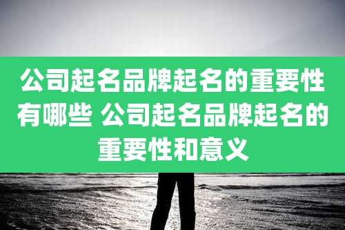 公司起名品牌起名的重要性有哪些 公司起名品牌起名的重要性和意义
