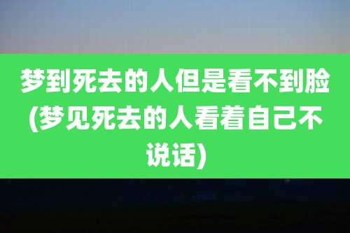 梦到死去的人但是看不到脸(梦见死去的人看着自己不说话)