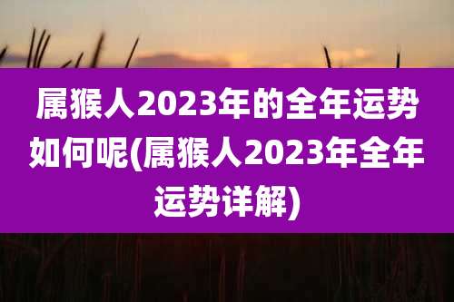 属猴人2023年的全年运势如何呢(属猴人2023年全年运势详解)