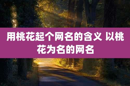 用桃花起个网名的含义 以桃花为名的网名