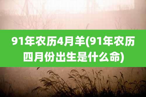 91年农历4月羊(91年农历四月份出生是什么命)