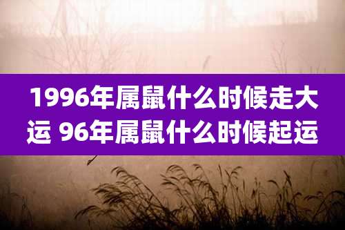 1996年属鼠什么时候走大运 96年属鼠什么时候起运