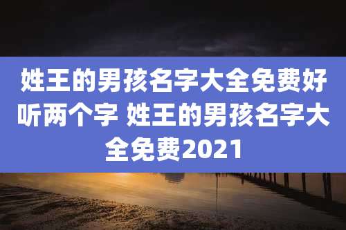 姓王的男孩名字大全免费好听两个字 姓王的男孩名字大全免费2021