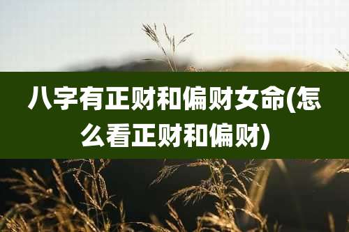 八字有正财和偏财女命(怎么看正财和偏财)