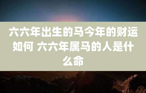 六六年出生的马今年的财运如何 六六年属马的人是什么命