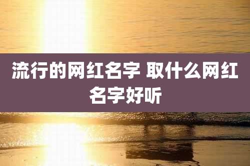 流行的网红名字 取什么网红名字好听