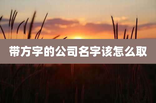 带方字的公司名字该怎么取