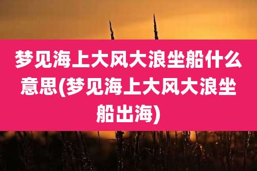 梦见海上大风大浪坐船什么意思(梦见海上大风大浪坐船出海)