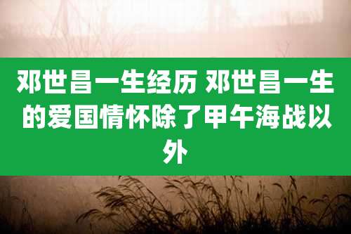 邓世昌一生经历 邓世昌一生的爱国情怀除了甲午海战以外
