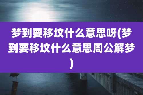 梦到要移坟什么意思呀(梦到要移坟什么意思周公解梦)