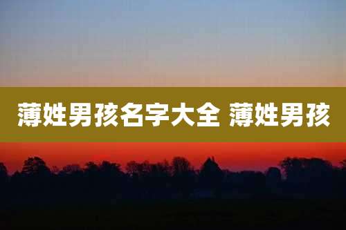薄姓男孩名字大全 薄姓男孩