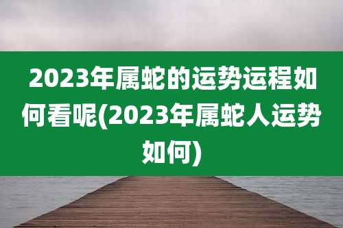 2023年属蛇的运势运程如何看呢(2023年属蛇人运势如何)