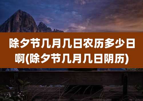除夕节几月几日农历多少日啊(除夕节几月几日阴历)