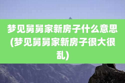 梦见舅舅家新房子什么意思(梦见舅舅家新房子很大很乱)